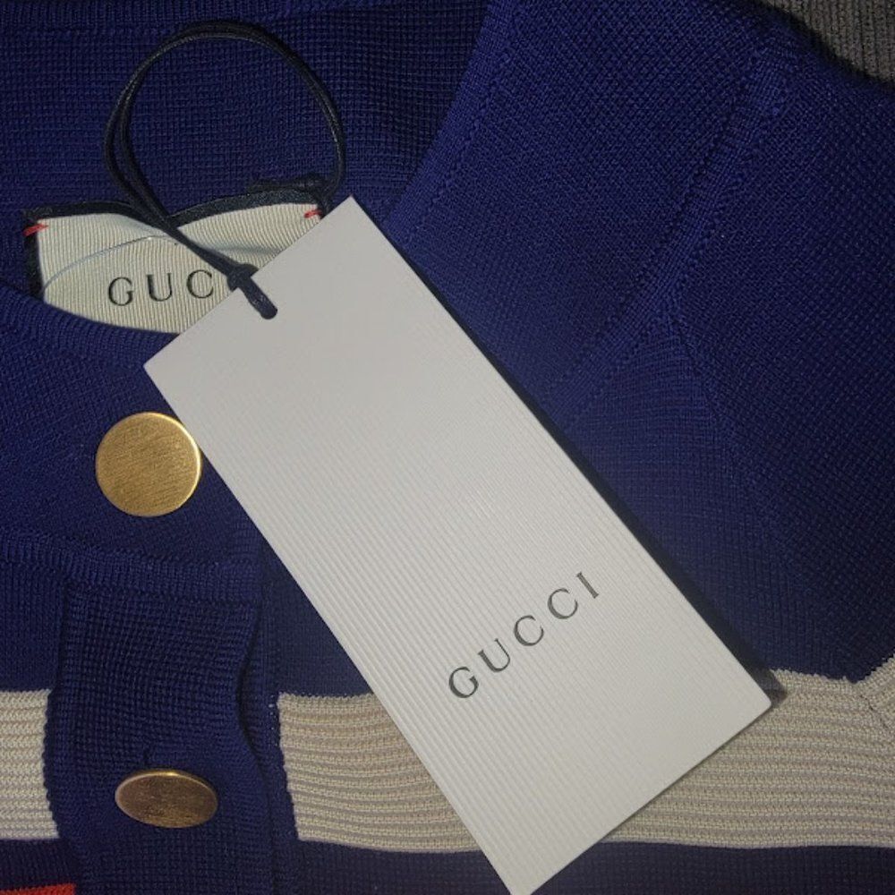 Gucci Women Silvie Striped Wool Cardigan Size Medium - Picture 11 of 16